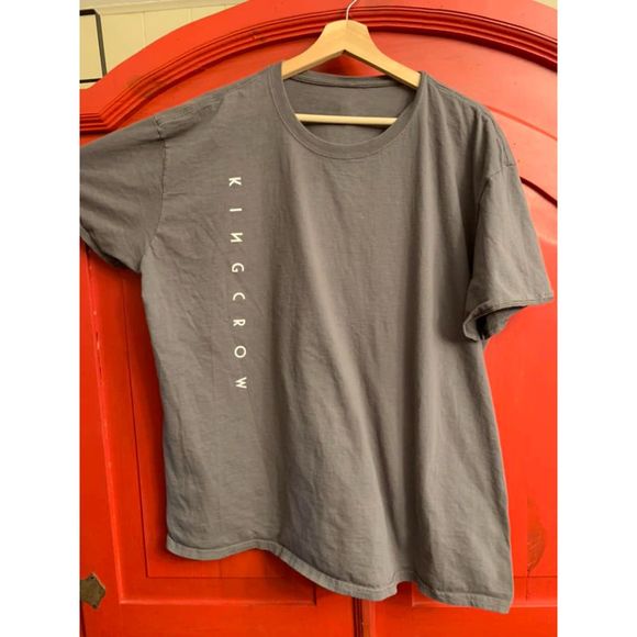 King Crow 1X Mens Prog Rock Band Shirt Charcoal Gray Grey Worn One Time - Picture 1 of 2